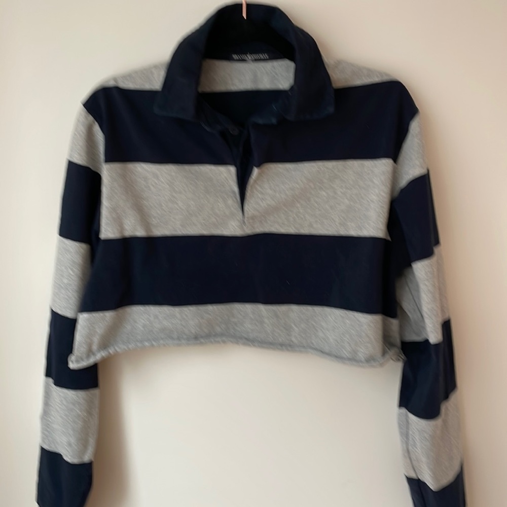 Brandy Melville cropped rugby striped shirt